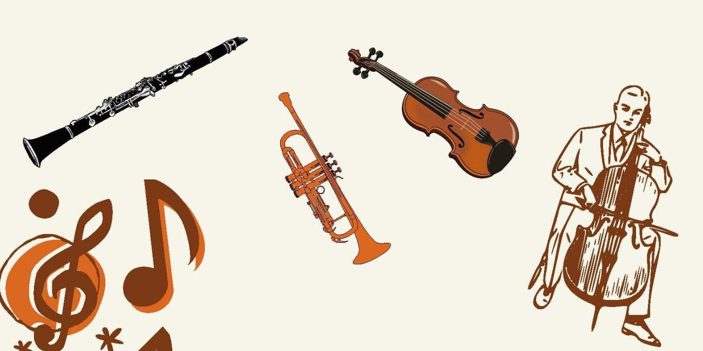 gezeichnete Musikinstrumente