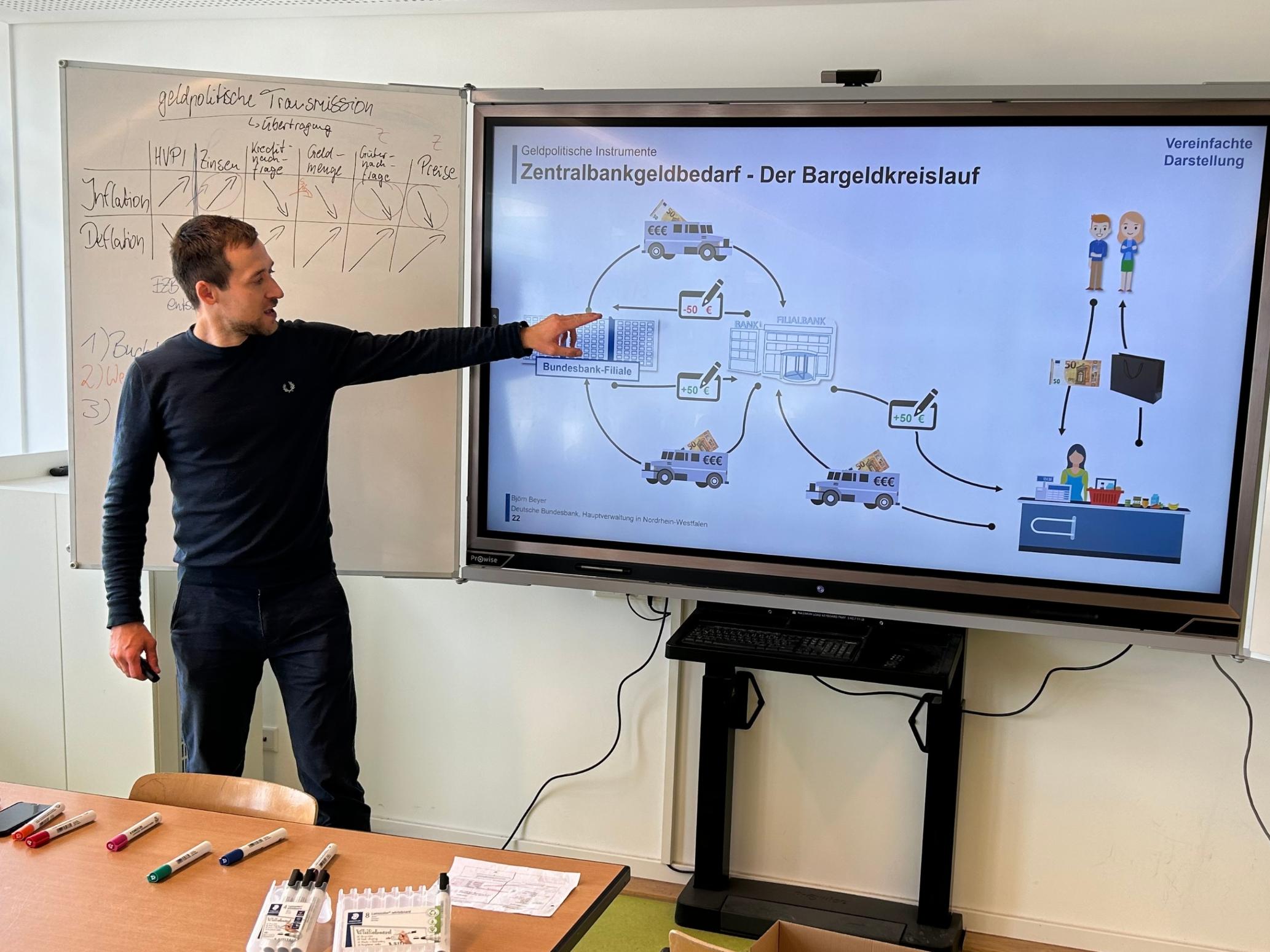 Referent vor elektronischer Tafel